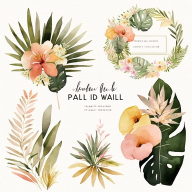 Wild Floral cute feminine Clipart tropical wedding watercolor no background