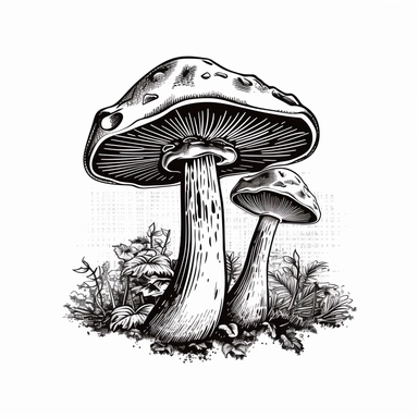 clipart, mushroom, laser engraved , white background