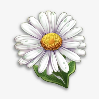 Isometric Sticker Clip Art of daisy flower, children friendly, illustrated in a botanic and playful and realistic style, perfect for any special occasion, cut out in the shape of daisy flower, with no visible background, giving it the appearance of a sticker, conveying a mystical and whimsical mood, edited with Adobe Photoshop to adjust brightness and contrast, rendered as a transparent PNG file with a high resolution to ensure a crisp and clear image with no pixelation, suitable for various app