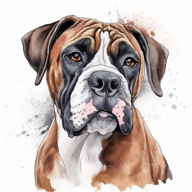 happy Boxer dog clipart , original hand drawing, watercolor, understated and flawless for t shirt and cup printing, happy cute smily Basset Hound , transparent background, realistic painting, portrait without writing , style of the artwork, mood of the aartwork, vector, contour , white background, 8K quality, ultra detailed , without signature and without meaningless lines, clipart, white background, High Quality, no writting background, no writting, ultra detailed, no symbol, without logo and e