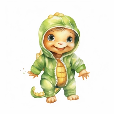 cute kid wearing Turtle costumes and with happy face,front facing on isolated background,with happy face and expression,Animal Sublimation Clipart,no splash watercolor,white background, ultra detailed clipart, cut out image, colorful watercolor realistic, cartoon style, ultra HD, sharp and clean art