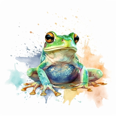 watercolour illustration free brushstrokes, beautiful and joyful, frog, mark brooks, naturecore, animal clipart, isolated on a white background,