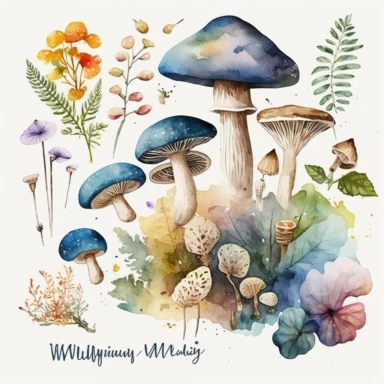 watercolor wild mushroom clipart