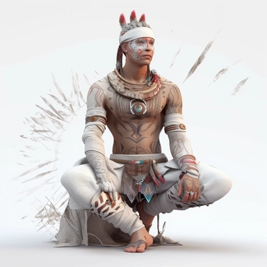 lean, white young male, full body shoot, tribal clothing made from recycled materials 1000years into the future post ecological evolution. unreal game engine style, different poses, detail, clipart, white background, one of a kind--ar 16:9