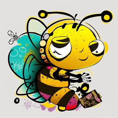 student bee, abstract, in style of Clipart kids