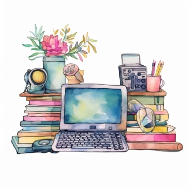 computer and laptop watercolor clipart