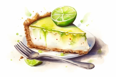 watercolor slice of key lime pie clipart, hd, on white background, spaced out
