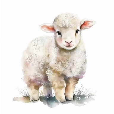 watercolor, cute clipart baby sheep