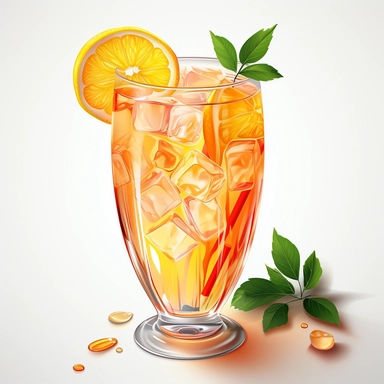 Sharp Illustration of a Spritz Cocktail clipart aginst white background, illustration style, vibrant colors, unreal engine 5, detailed illustration, high resolution, high quality, solid white background
