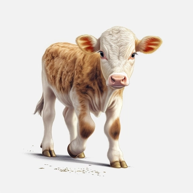 calf, clipart, very detailed, very realistic, white background, bright mood, 4k quality