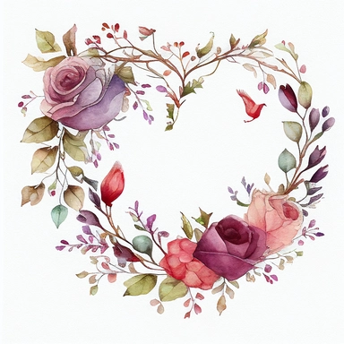 valentines wreath watercolor clipart