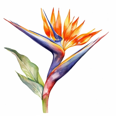 watercolor clipart strelitzia from south africa