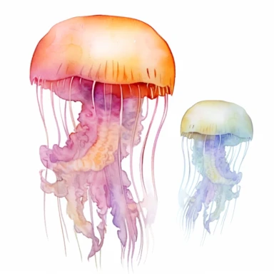 watercolour one jellyfish clipart