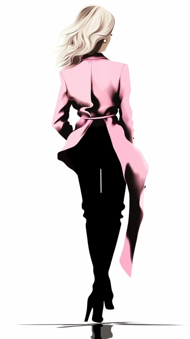 Faceless clipart, Boss girl clipart, Fashion illustration, woman clipart, Look Clipart, Fashion clipart, woman clipart, pink and black toned, royal, cartoon, painting