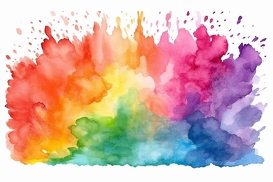 Colorful messy rainbow hand drawn watercolor and crayon children's drawing isolated on transparent background. Playful nursery clipart, LGBTQ pride or diversity concept graphic design element