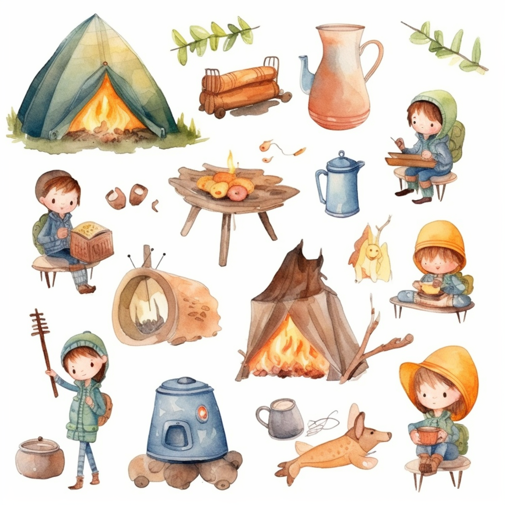 boys camping cliparts