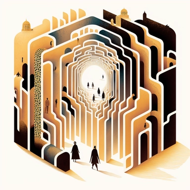 in the style of Ryo Takemasa, xuan loc xuan, Lisa Audit, Anastasia Suvorova, Jon Klassen, greg tocchini, separated isolated single of shinto gateway leading into a maze of time loop, white background, anemoia, spooky, intricate, vector, clipart, elaborate, hypnotized, limpid, well composed, vibrant color tone, trending on artstation, elaborate, cinematic lighting, vibrant colors, high definition