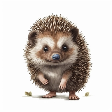happy cute baby hedgehog, hand draw Illustration clipart, 4K, extremely detailed Sublimation Clipart,Cartoon,hyper realistic, intricate detail, illustration style,high solution,on the white background