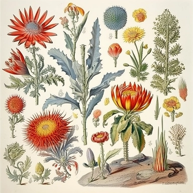Clipart, vintage, watercolor, illustrations from book Flora Brasiliensis, by Carl Fiedrich von Martius illustration, sec XIX, hand drawn, texture