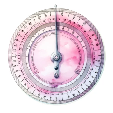 Back to school Watercolor Clipart, A Protractor, girly,pink themed , single object, highly detailed, hand drawn watercolor illustration ,png transparent background, white background for removing background - - no text shadow font watermark