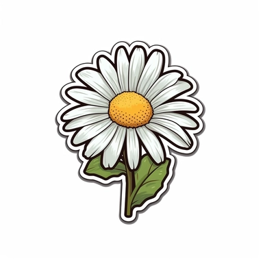 wildflower daisy clipart sticker cartoon white border die cut flat design