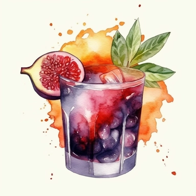 watercolor clipart fig cocktail