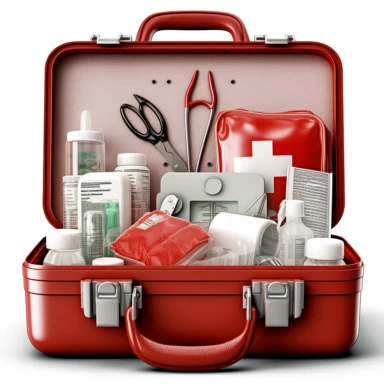 clipart First aid kit, Photo realistic, white background