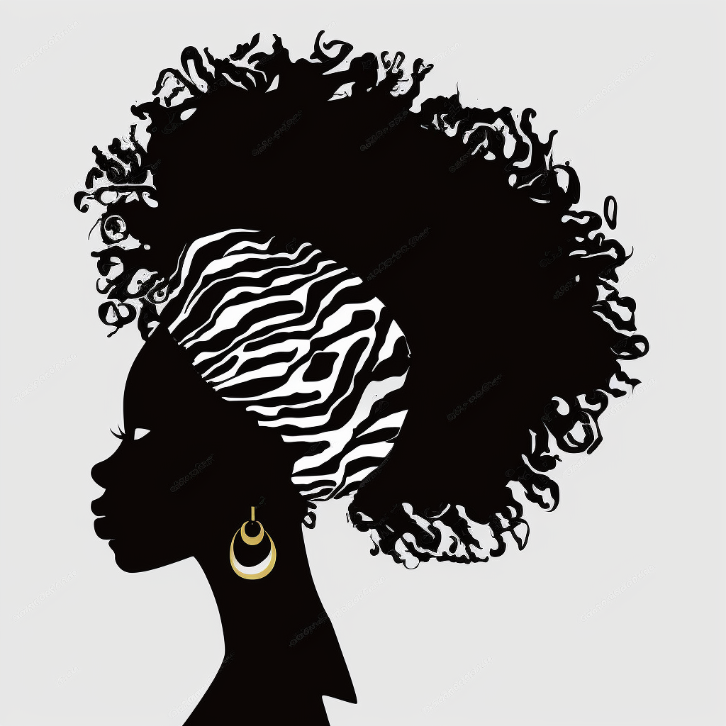 Black Woman silhouette, Afro female, hairstyle, cartoon, vector, sharp ...