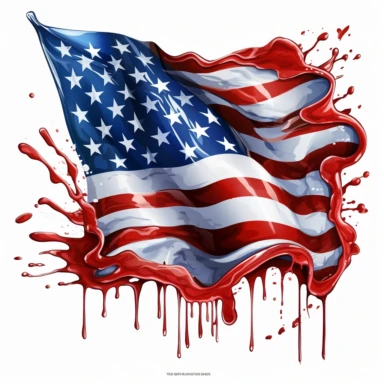 American Flag meltting Sublimation Clipart, Cartoon, hyper realistic, intricate detail, illustration style, high solution, on the white background
