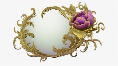 panoramic view, full view, purple, elegant, decorative, illustration clipart style, beautiful purple peony accent, sharp focus, romantic, fantasy, centered, high detail, transparent background, adjust aspect ration to see full image, (--iw 10)