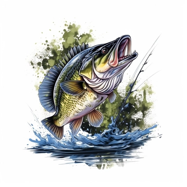 Gone Bass Fishing clipart,White backgroun