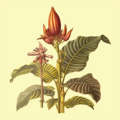 Clipart, vintage, Flower of the banana tree, MUSA, candice maculata fructa, botanical illustration, hand-drawn, texture