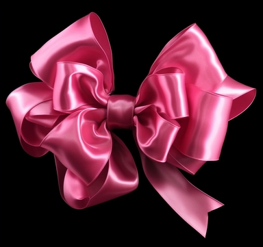 pink bow design photo, ribbon bow clipart, in the style of kitsch movement, animated gifs, black background, precisionist style, blink-and-you-miss-it detail, realistic forms, aurorapunk