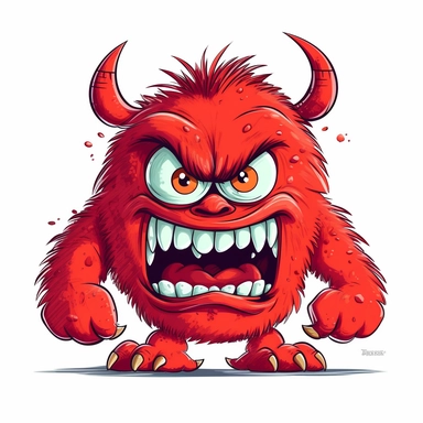 cute red angry monster clipart, in the style of vivid comic book artist, colorful, highly detailed illustrations, dc comics, thomas cole, simplistic cartoon