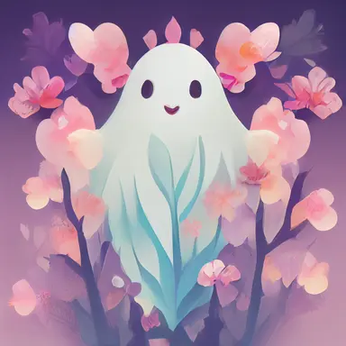cute ghost clipart in a grid, OrientalLight, flowers, heart Pastel colors, Trending 8k, anime style, dynamic lighting, cinematic,