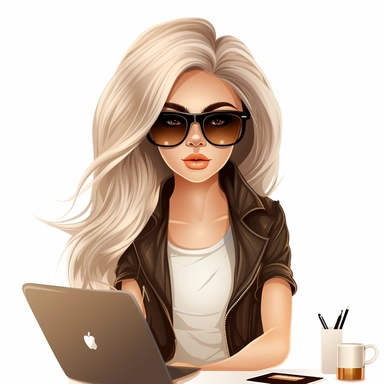 Planner Girl Clipart, Boss Babe, Illustration, Girl Boss Clipart, beauty therapist, lash artist, make up artist, illustration, realistic, Boss Lady, fashion, modern women, entreprenuer, Boss Lady, Female Entrepreneur, Business Women, Asian women, light brown hair wearing heels, Louis Vuitton handbag, sun glasses, sitting on a desk with computer and mobile phone in hand