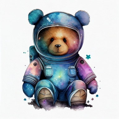 watercolor astronaut teddy bear clipart