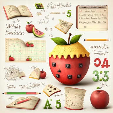 a page full of math equations, clipart, cute