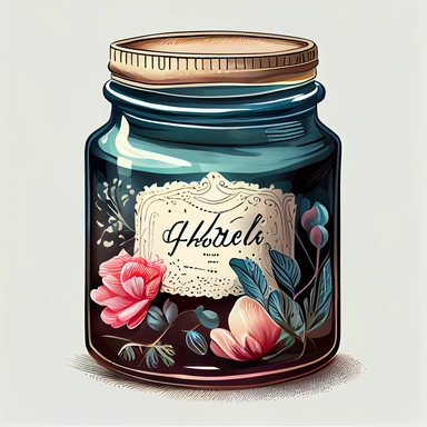 hyper realistic, white background, white margins, 16k, ultra detailed clipart, cut out image, hand-drawn A vintage-style clipart featuring a scented candle jar, exuding a warm glow and emitting a fragrant aroma.Use dark colors such as cyan, brown, and rose for a vintage-inspired palette.