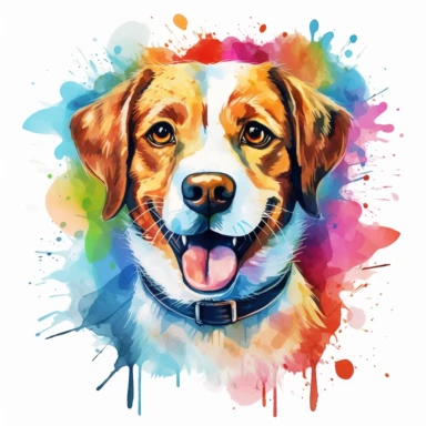 single cute water color dog cartoon Clipart , the dogshould be the only subject in the image. The background should be white.