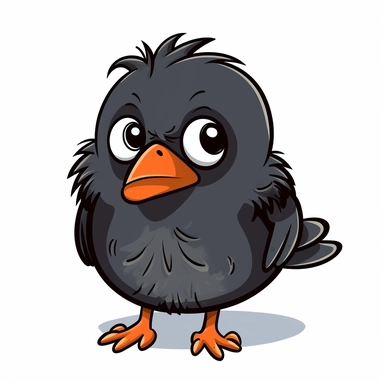cute cartoon bird clipart, black background,--no cut off edges