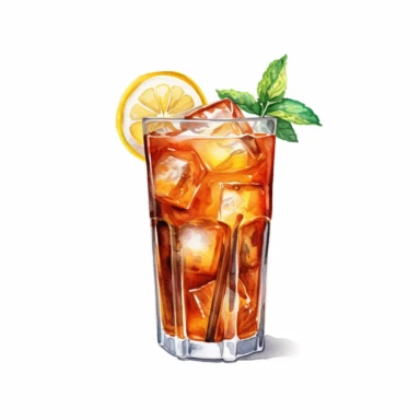 long island iced tea watercolor cocktail, realistic clipart, white background