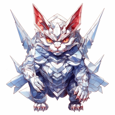 Maneki-neko, Domestic Shorthair, joyful, origami In the style of Brian Froud & Alan Lee, clipart, complex design, dreamy color, white contour, white background only