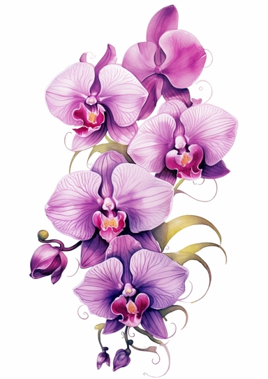 In the midst of your design journey, it's time to create eye-catching orchid clipart that will add a touch of sophistication to the corners of invitations. Your task is to develop a versatile orchid clipart design, isolated on a clear white background. Consider the lines, shapes, and intricate details that make orchids unique. Embrace your artistic style, whether it's whimsical, realistic, or minimalist, and create a set of clipart elements that capture the essence of these enchanting flowers. L