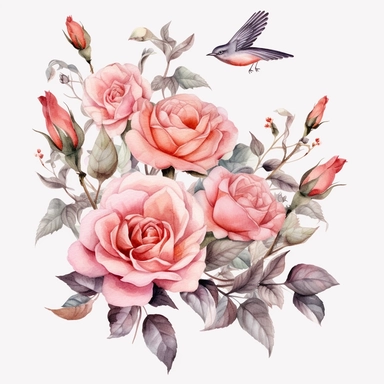 david austin The Lark Ascending roses watercolor clipart
