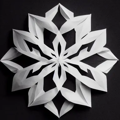 white paper snowflake, snowflake made of white paper, black background, no shadow, realistic, clipart