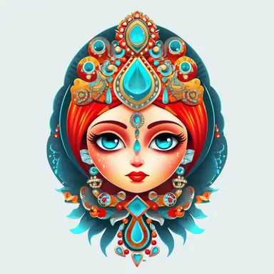 an evil woman in a russian traditional dress royaltyfree clipart, in the style of adorable toy sculptures, distinctive noses, colorful graffiti-like, babycore, elaborate, made of crystals, pattachitra