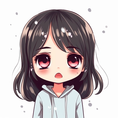 Clipart of a cute crying girl kawaii white background