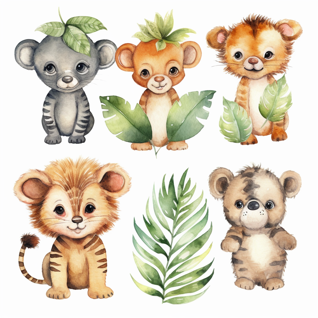 baby jungle animal clipart