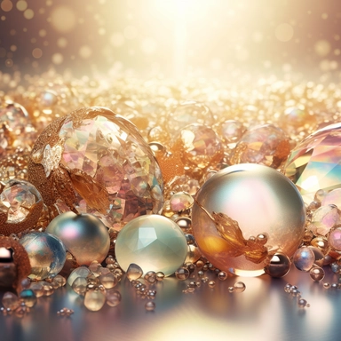 Generate a clipart toned down lens flare lighting luxury festive big glass snow covered fruits snowflake frozen winter crystal leaves fruits holographic iridescent prism plastic glitter roughly golden bokeh colorfull blurred abstract sparkle shiny aesthetic. truly timeless elegance premium luxury AAA+ opal adularescence incorporating precious gemstone gold druzy treasure delightful expensive big very clearly baroque pearl luster organic forms gold plated fresh water pearls ornate seamless patter
